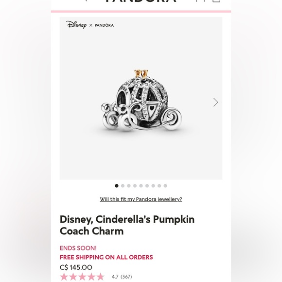 Pandora Cinderella Charm - Picture 2 of 2